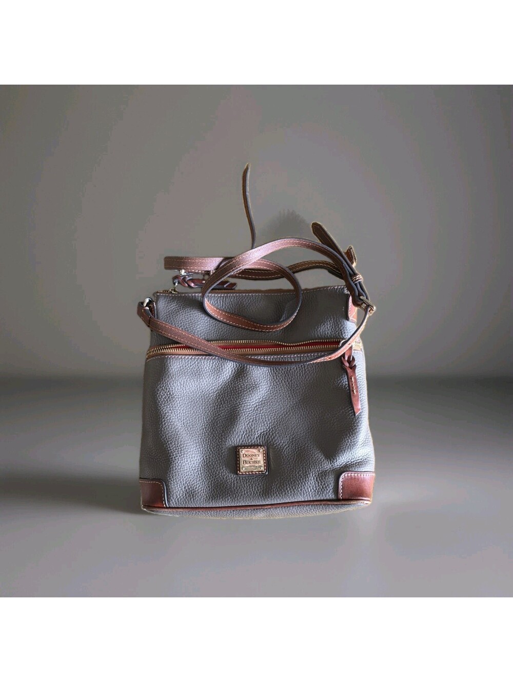 Dooney & Bourke Pebble Grain Brown Tan Crossbody Shoulder Bag - Picture 1 of 8